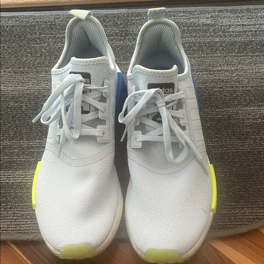 Adidas White Sneakers with Yellow Highlights Size 13 Great Condition